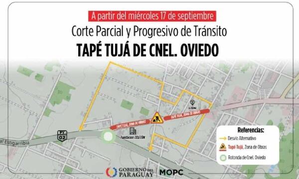 Anuncian desvíos por obras en Tape Tuja de Coronel Oviedo – Prensa 5