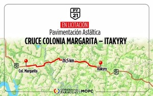 Ofertas para tramo Cruce Colonia Margarita – Itakyry se recibirán el 17 de octubre