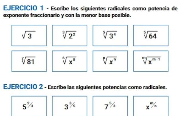 Potencias y radicales: ejercicios con respuestas - Matemática Tercer Ciclo - ABC Color