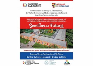 Presentación del Programa Nacional de Atención Integral a la Primera Infancia “Semillas del Futuro” se realizará en CDE | DIARIO PRIMERA PLANA
