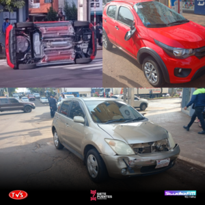 VUELCO DE VEHÍCULO EN EL MICROCENTRO DE ENCARNACIÓN - «TVS DIGITAL»