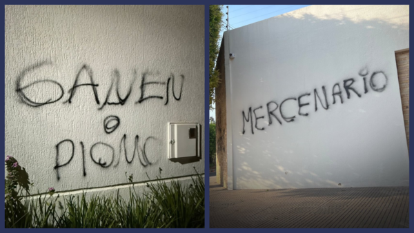 Pintatas con amenaza de muerte en las casas de Richard Ortiz y Derlis González: "Ganen o plomo"