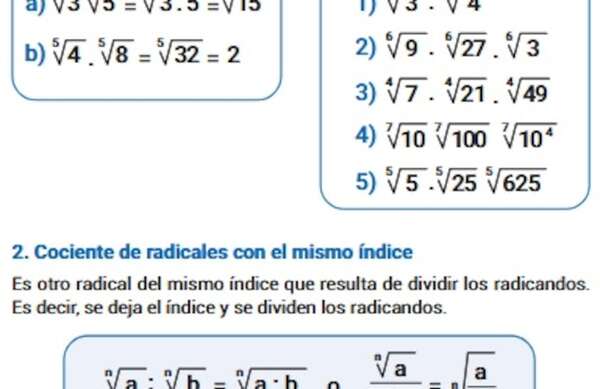 Potencias y radicales: ejercicios de fijación - Matemática Tercer Ciclo - ABC Color