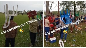 En Villarrica, las sillas se ponen encima de la cabeza para ver el partido, posteó en TikTok