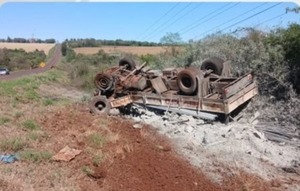 Camión volcó en Naranjito debido al reventón de un neumático