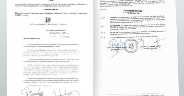 Diario HOY | Intendente ordena eliminación de bloqueos de cuentas por cobros judicializados