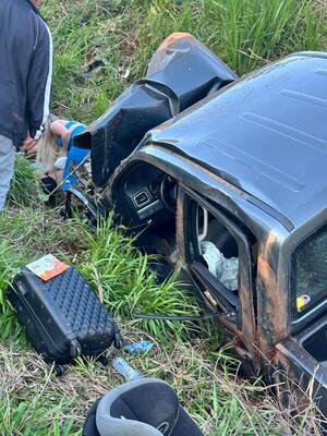 Accidente de tránsito en Ruta 8 deja tres heridos y cuantiosos daños materiales