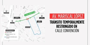 Tránsito temporalmente restringido en calle Convención por obras en la Av. Mariscal López