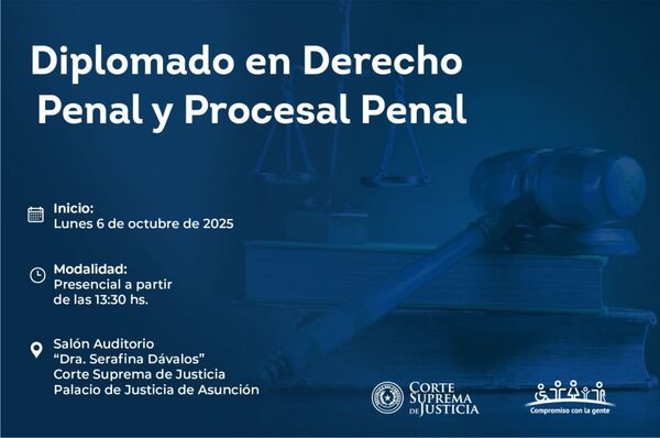 Invitan a participar del Diplomado en Derecho Penal y Procesal Penal