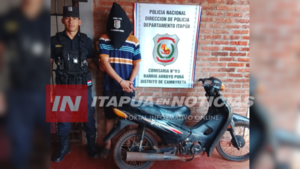 APREHENDEN A MENOR Y RECUPERAN MOTOCICLETA EN CAMBYRETÁ