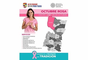 Gobernación de Alto Paraná refuerza campaña «Octubre Rosa» en Itakyry con jornada de salud integral | DIARIO PRIMERA PLANA