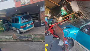 Chochó, huyó y terminó estrellándose contra un comercio en pleno centro de Encarnación