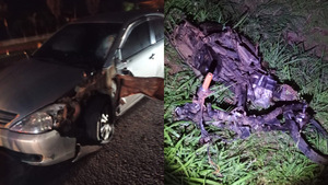 Choque frontal entre automóvil y motocicleta deja un herido de gravedad en Pirapó km 13