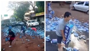 Camión echó packs de ceecitas y aprovecharon