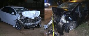 Dos heridos tras violento choque frontal y vuelco en Luque - trece