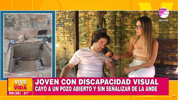 Joven con discapacidad visual cayó a un pozo abierto y sin señalizar de la ANDE