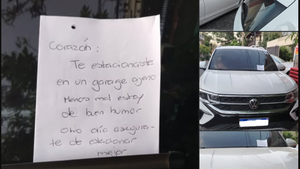 "Corazón": El tierno mensaje que dejó dueño de casa a automovilista que estacionó frente a su garaje