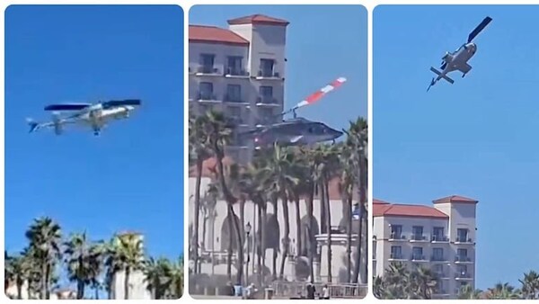 Helicóptero pierde el control y se desploma en concurrida playa de Los Ángeles