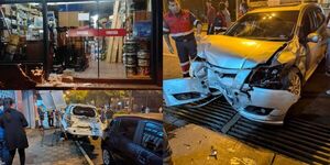 AUTOMÓVIL SE INCRUSTÓ CONTRA LOCAL COMERCIAL EN PLENO CENTRO DE ENCARNACIÓN