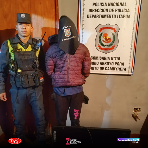 APREHENDEN A JOVEN POR HURTO DOMICILIARIO EN EL BARRIO ARROYO PORÃ, CAMBYRETÁ - «TVS DIGITAL»