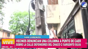 San Lorenzo: Vecinos denuncian una columna a punto de caer
