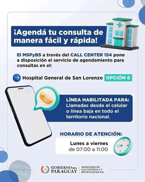 Nuevo sistema de agendamiento telefónico en el Hospital General de San Lorenzo » San Lorenzo PY