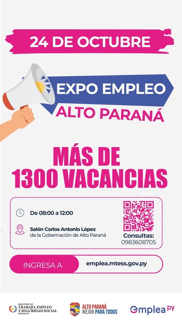 Más de 1.300 oportunidades laborales en la Expo Empleo Alto Paraná - ADN Digital