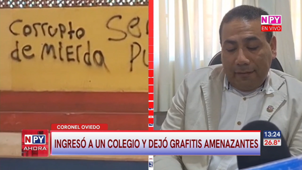 Vándalo ingresó a un colegio y dejó grafitis amenazantes