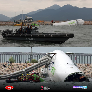 TRAGEDIA AÉREA EN HONG KONG, BOEING 747 DE CARGA SE SALE DE LA PISTA Y CAE AL MAR - «TVS DIGITAL»