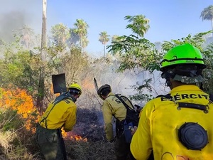 Bomberos intensifican combate contra incendios forestales en Bahía Negra