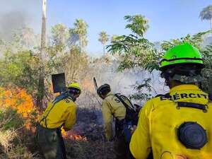 Bomberos tratan de controlar los incendios forestales en Bahía Negra - Noticias del Chaco - ABC Color