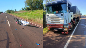 Accidente fatal en Colonia Naranjito: motociclista pierde la vida tras colisión con un camión