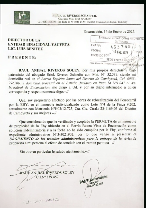 Asesoría jurídica en la mira: EBY ordena desalojar a ancianos y niños con engaños, sin cumplir acuerdos ni pago indemnizatorio – La Mira Digital