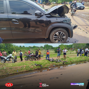 ACCIDENTE DE TRÁNSITO EN EL BARRIO ARROYO PORÃ DEJA DOS JÓVENES HERIDOS - «TVS DIGITAL»