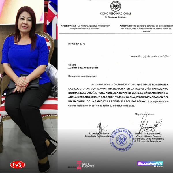 EL CONGRESO NACIONAL RINDE HOMENAJE A SEIS DESTACADAS LOCUTORAS PARAGUAYAS - «TVS DIGITAL»