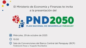 Lanzamiento del Plan Nacional de Desarrollo Paraguay 2050 se hará el próximo 29 de octubre