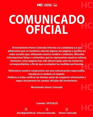 Honor Colorado denuncia uso indebido de su nombre y símbolos en redes sociales - ADN Digital