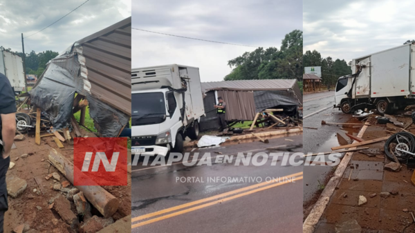 MOTOCICLISTA LESIONADO TRAS SER EMBESTIDO POR UN CAMIÓN EN BELLA VISTA