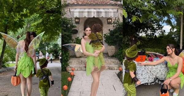 La Nación / Nadia Ferreira y Marquitos celebran Halloween con ternura y estilo: Tinkerbell y Peter Pan listos para el “trick or treat”