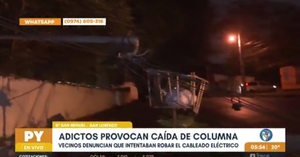 Intentaron robar cables y derribaron una columna en San Lorenzo » San Lorenzo PY