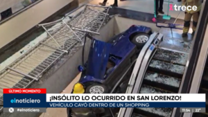 Una conductora fue a parar con su vehículo entre las escaleras de un shopping - trece