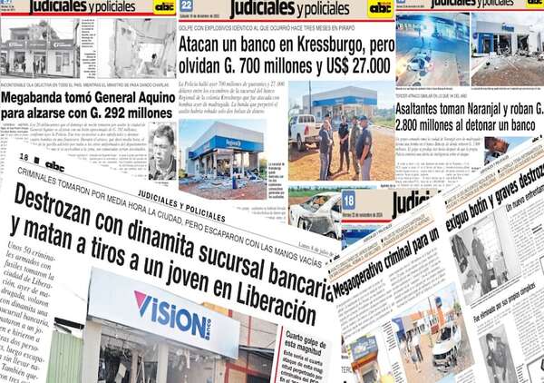 Asaltos a bancos en Paraguay: un patrón criminal que se repite con explosivos - Policiales - ABC Color