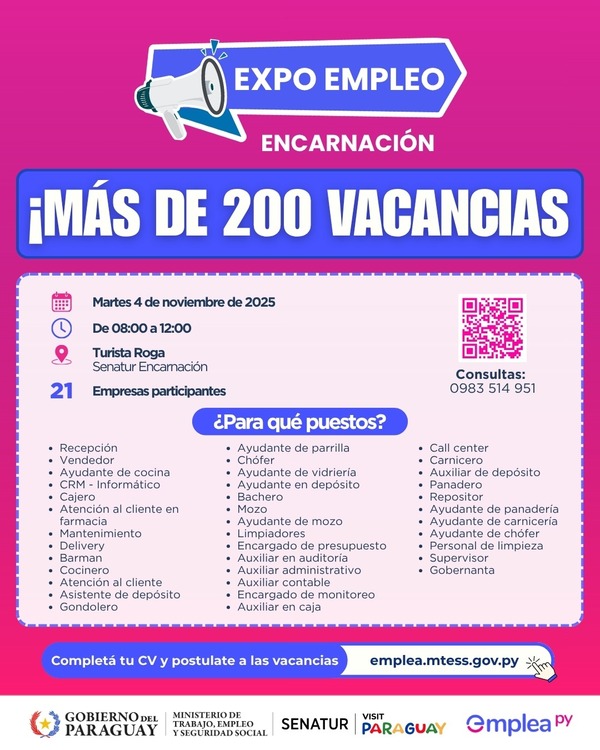 Expo Empleo Encarnación ofrece más de 200 ofertas laborales