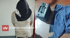 APREHENDEN A SUJETO POR HURTO Y RECUPERAN BATERÍA DE AUTOMÓVIL EN ENCARNACIÓN