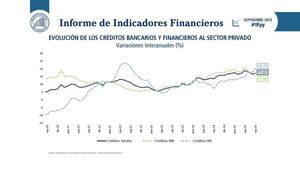 Los créditos en guaraníes crecieron 15,8% y 20,29% en dólares