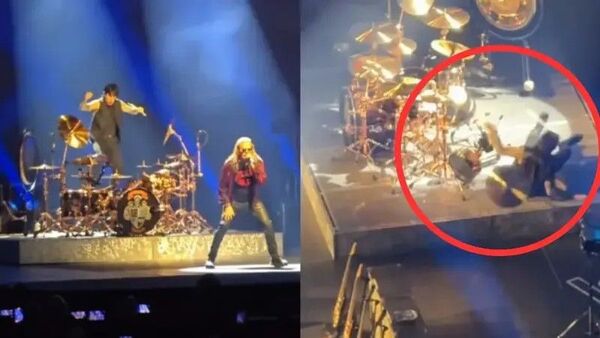 Popular / (VIDEO) ¡Terrible! Baterista de Maná, cayó y se hizo puré en pleno concierto