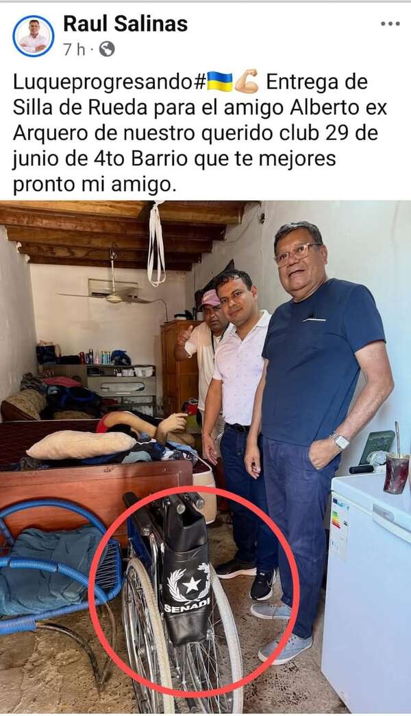 Candidato luqueño usa silla de Senadis para proselitismo - Política - ABC Color