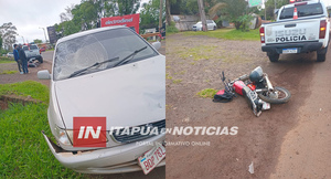 ROCE ENTRE AUTOMÓVIL Y MOTOCICLETA DEJA UN LESIONADO EN ENCARNACIÓN