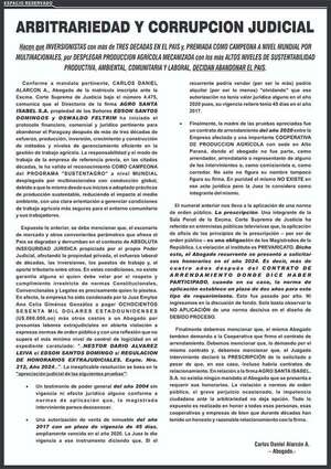 Comunicado de Agro Santa Isabel - Espacio Reservado - ABC Color