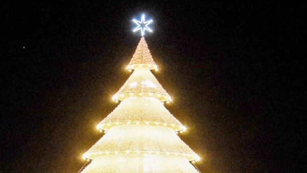 Gigante árbol navideño ilumina a Bella Vista